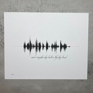 NEW And So Together Soundwave Wall Art Print 8x10in Black White Minimalist